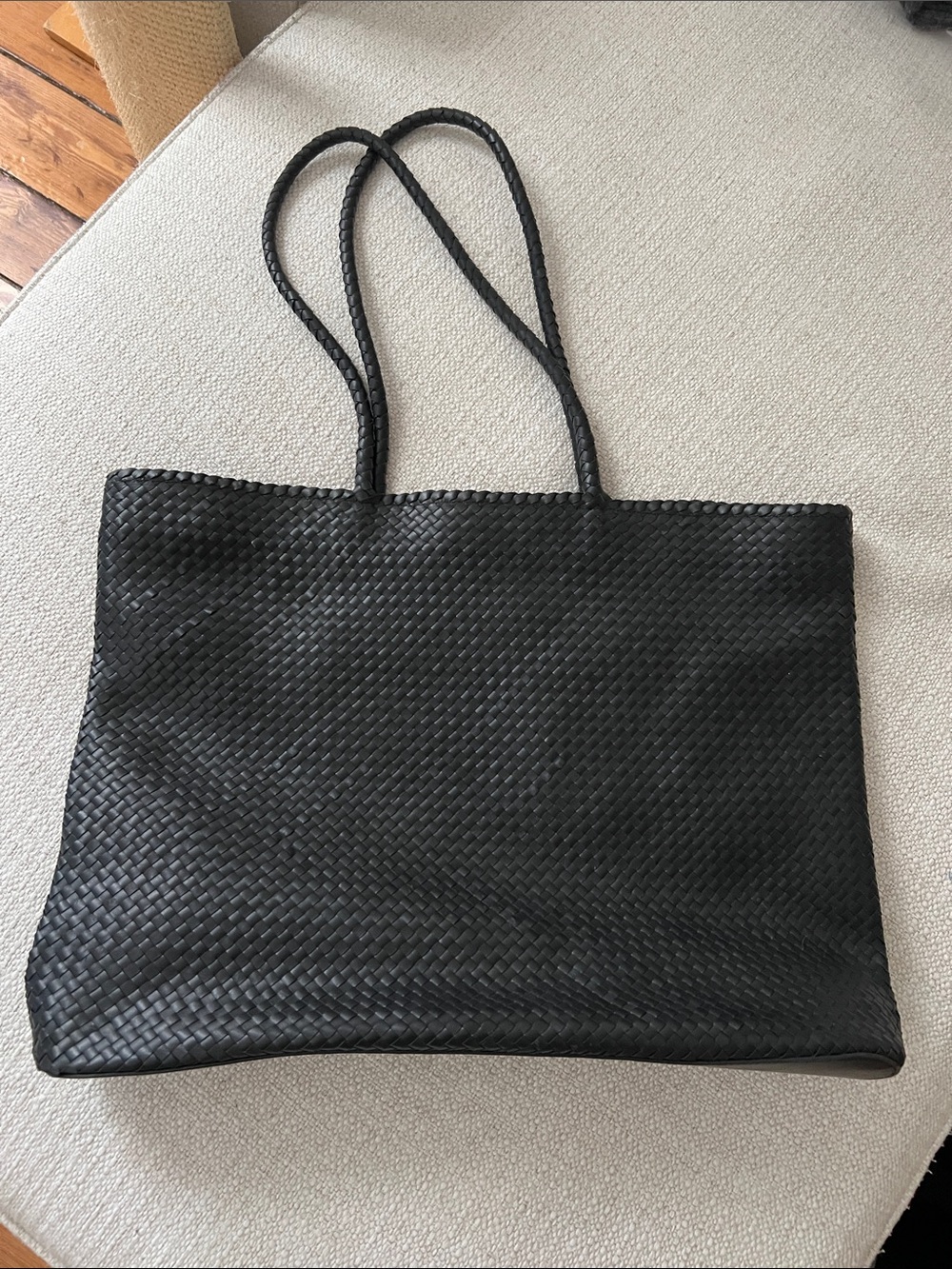 Quince Italian leather handwoven tote
